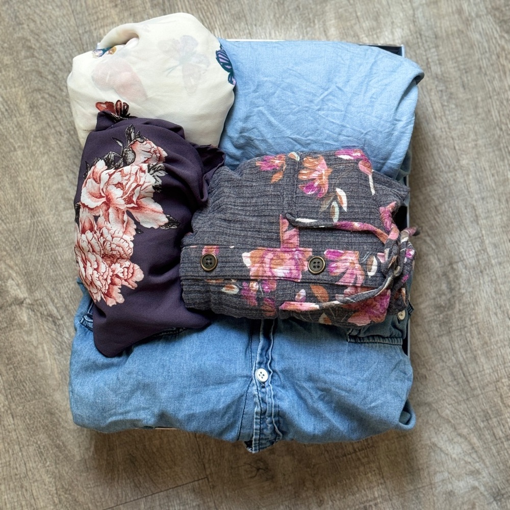 FLORAL DENIM DREAMS ALL TOPS PLUS SIZE 3X BUNDLE